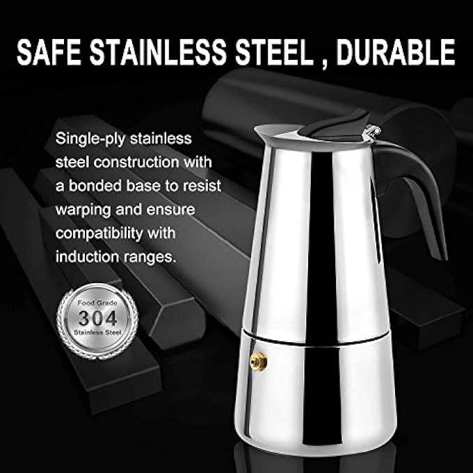 Moka Pot - 6 Cup Stainless Steel Stovetop