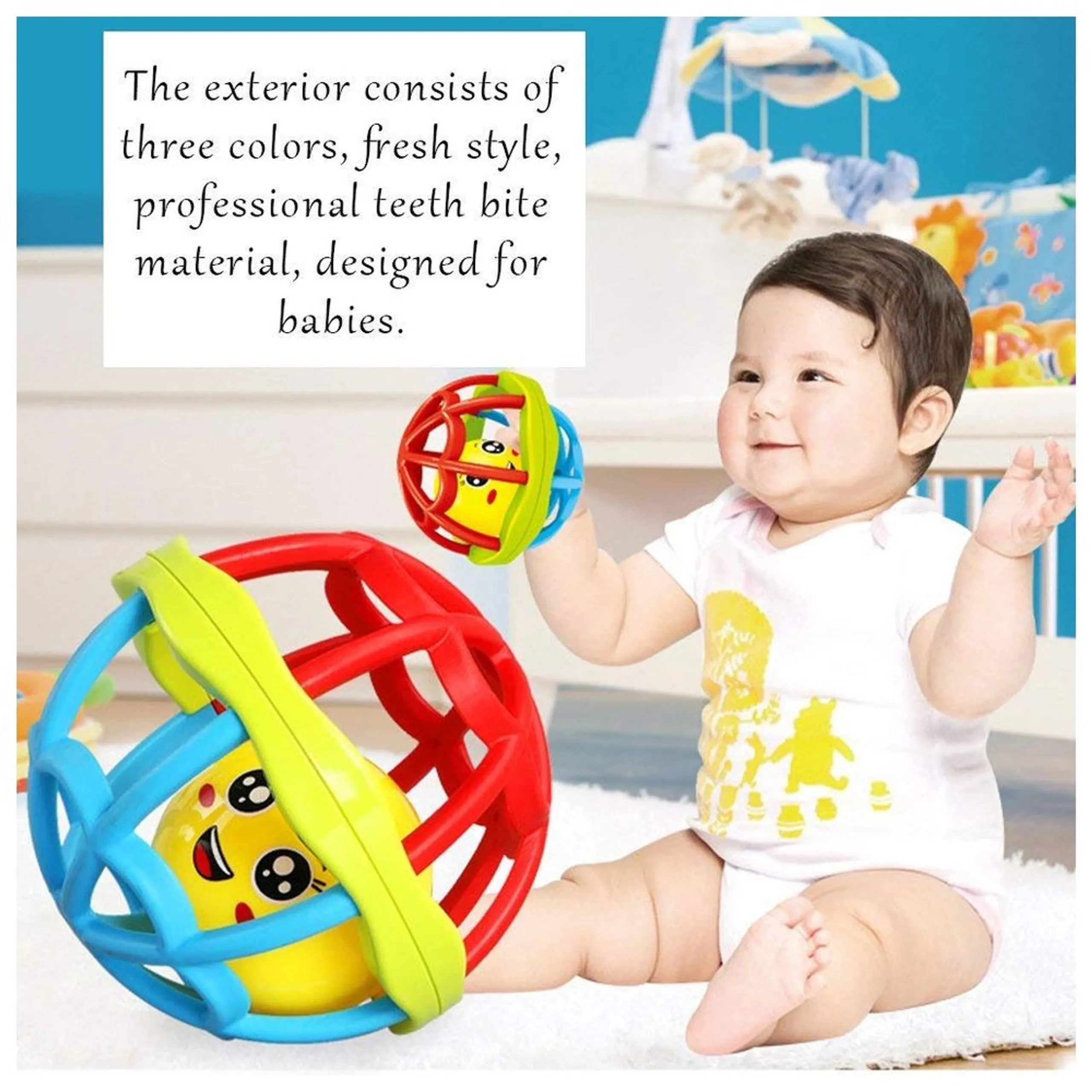 Soft Chewable Rattle Ball Toy - Suitable for 3 Months & Above. soft rubber