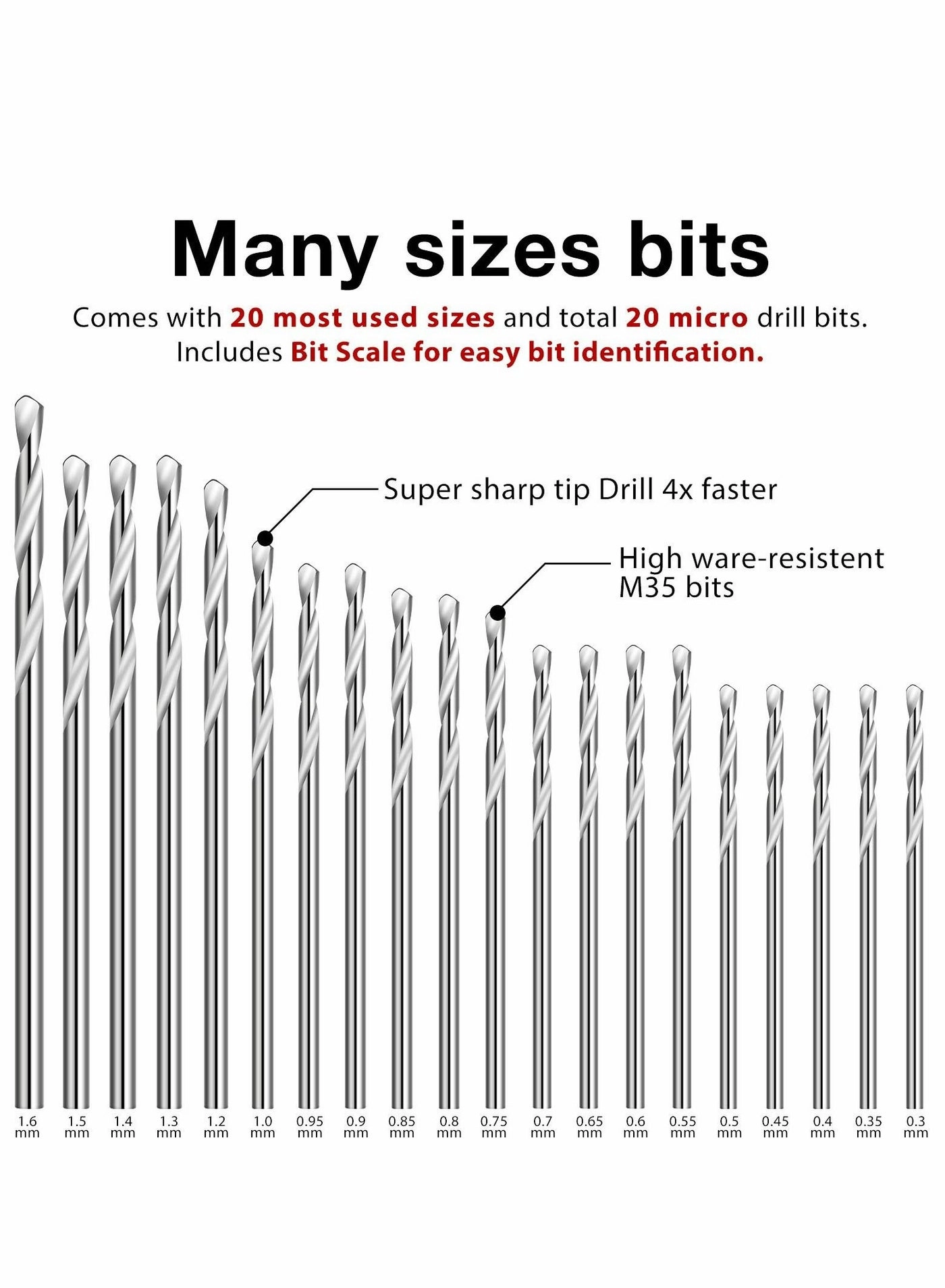 Micro Mini Drill Bit Set - HSS high speed steel 40 piece(s) 0.3-1.6 mm