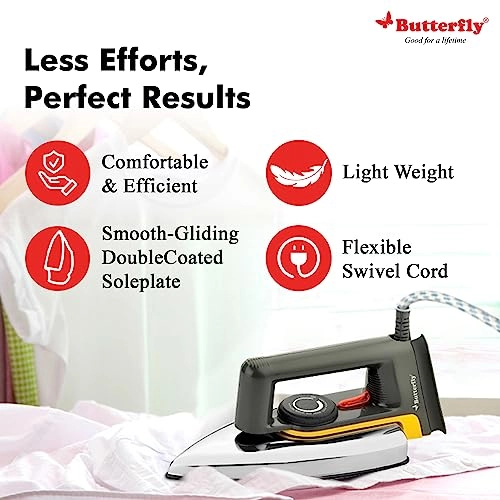 Reva Dry Iron - 1000W Non-Stick Sole Plate