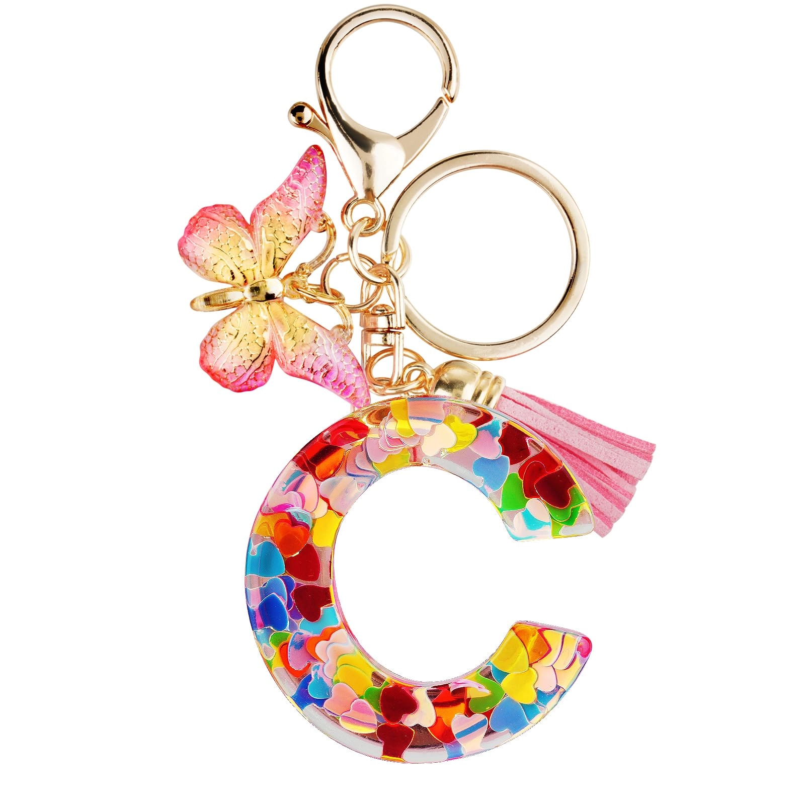 Initial Letter Keychain - Butterfly