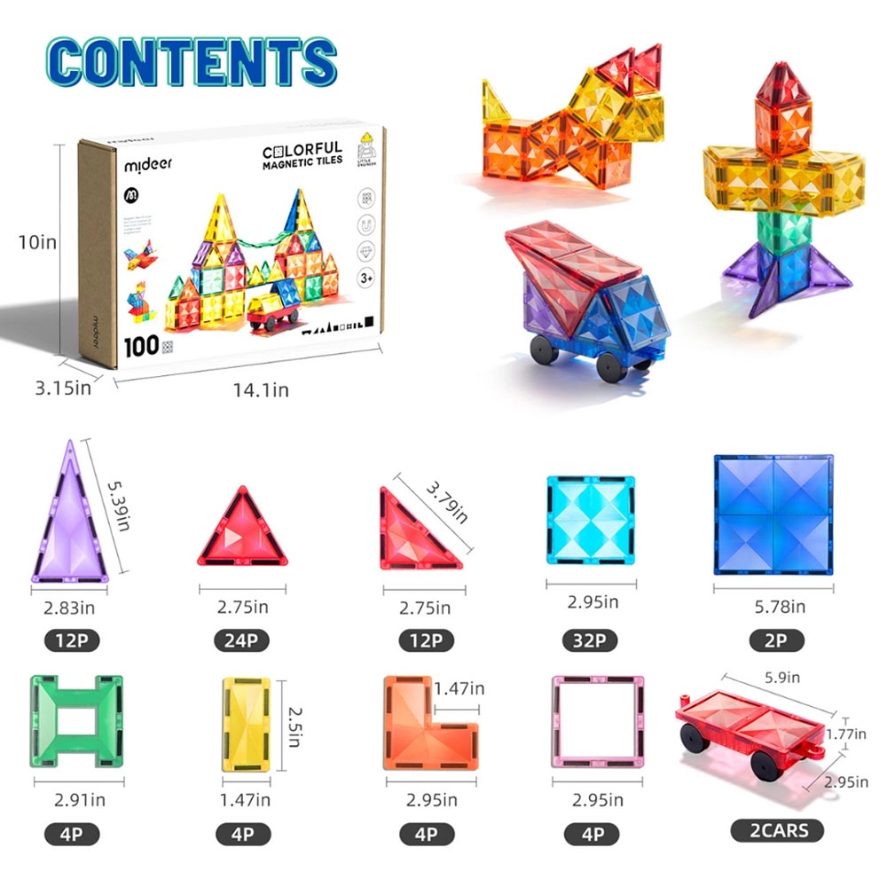 Colourful Magnetic Tiles CT1211 - 100pcs