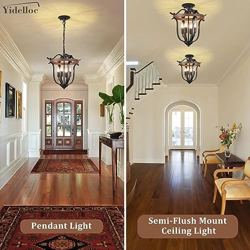 Farmhouse Chandelier - 4 Lights E12 Base