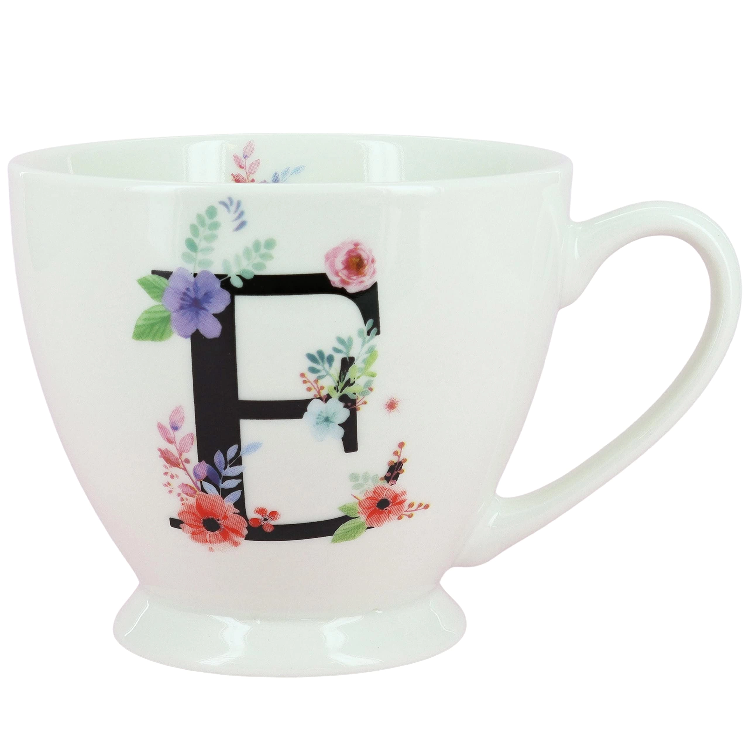 G Decor Ltd Blossom Monogram Ceramic Mug - 1 pcs Alphabet A-Z Floral 450 ml