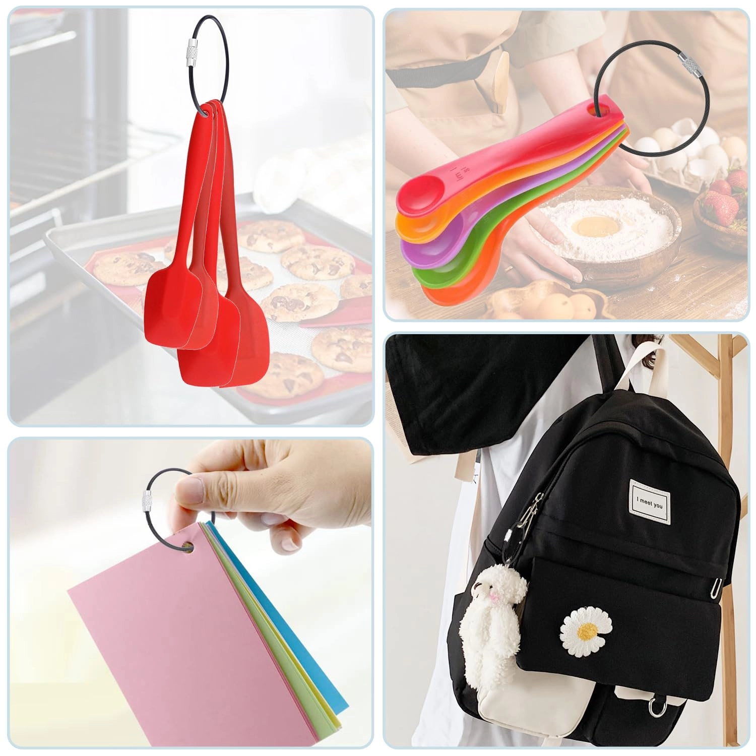 20Pack 10" Large Wire Key Chain Rings - Assorted