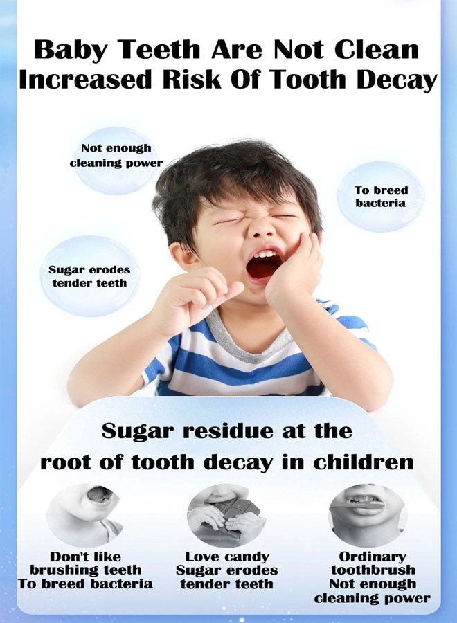 Kids Automatic Electric Toothbrush - Ultrasonic IPX7 3 Brush Heads