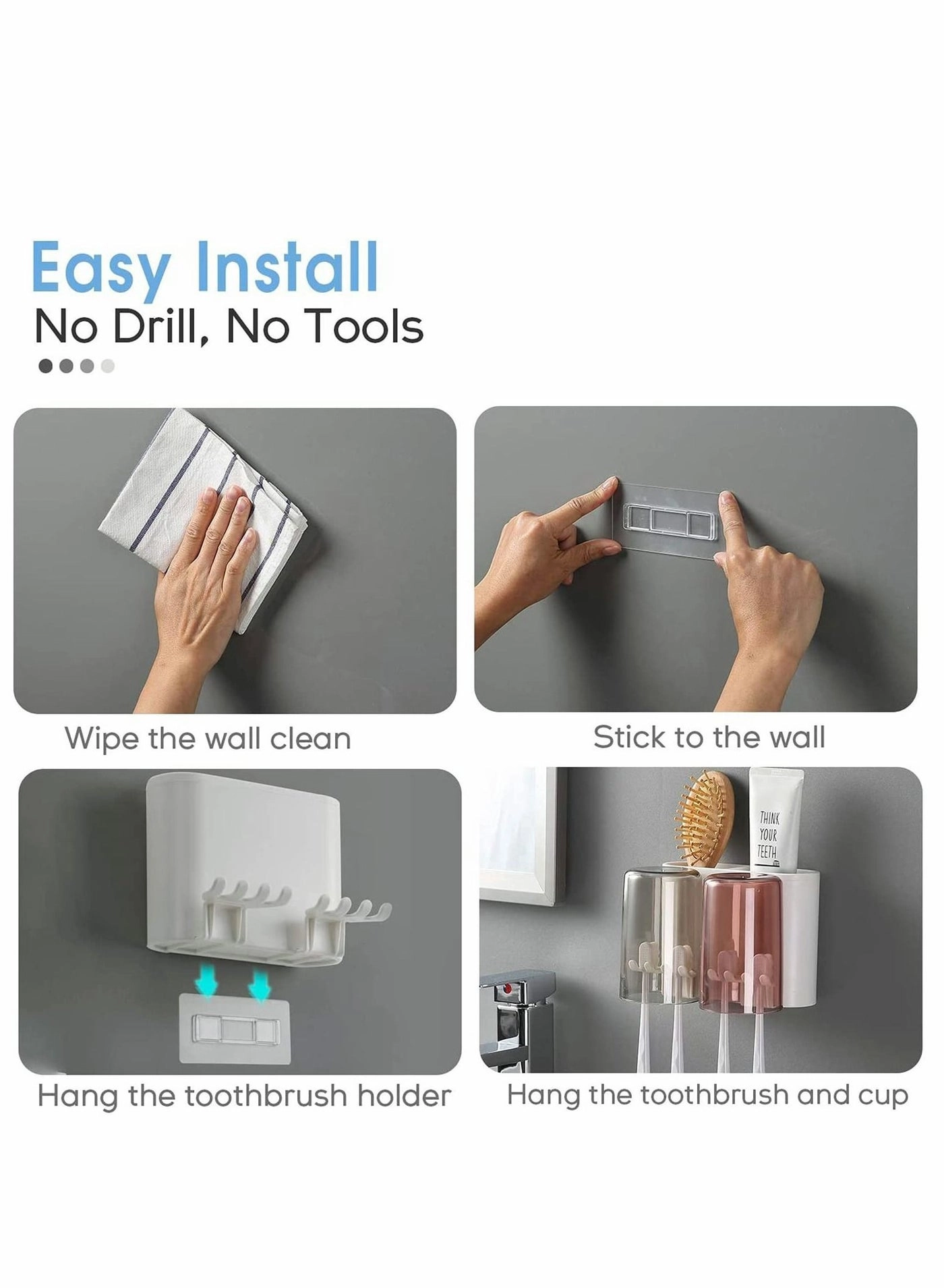 Wall Mount Toothbrush Holder - 3 Slots Wallmount / Countertop