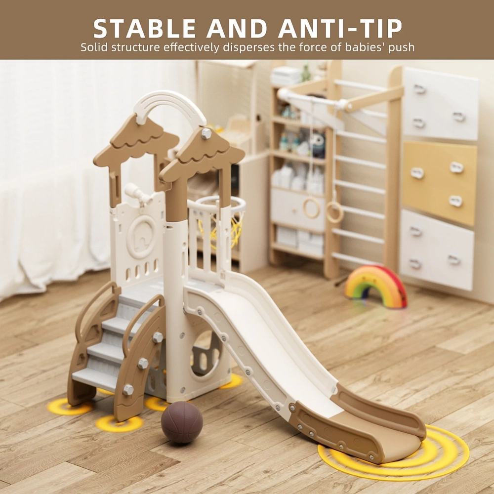 Kids Slide, Climber & Basketball Hoop - Indoor/Outdoor Suitable for 12 months+