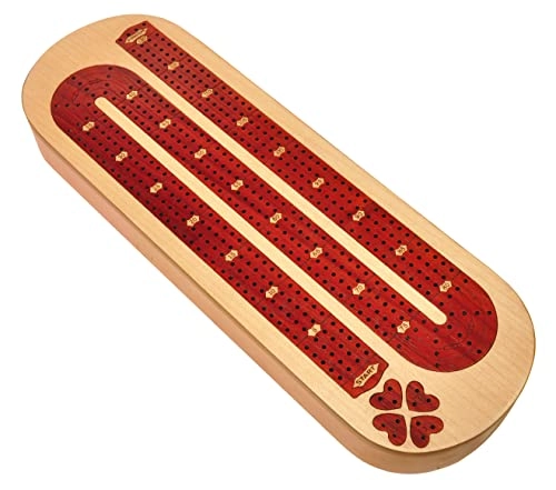 Continuous 4 Track Cribbage Board - Blood Wood Maple Wood