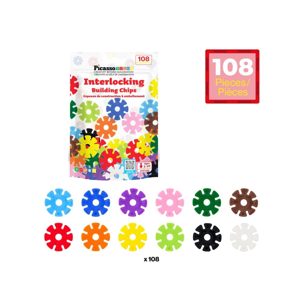 Picasso Magnetic Interlocking Building Chips - 108 pcs