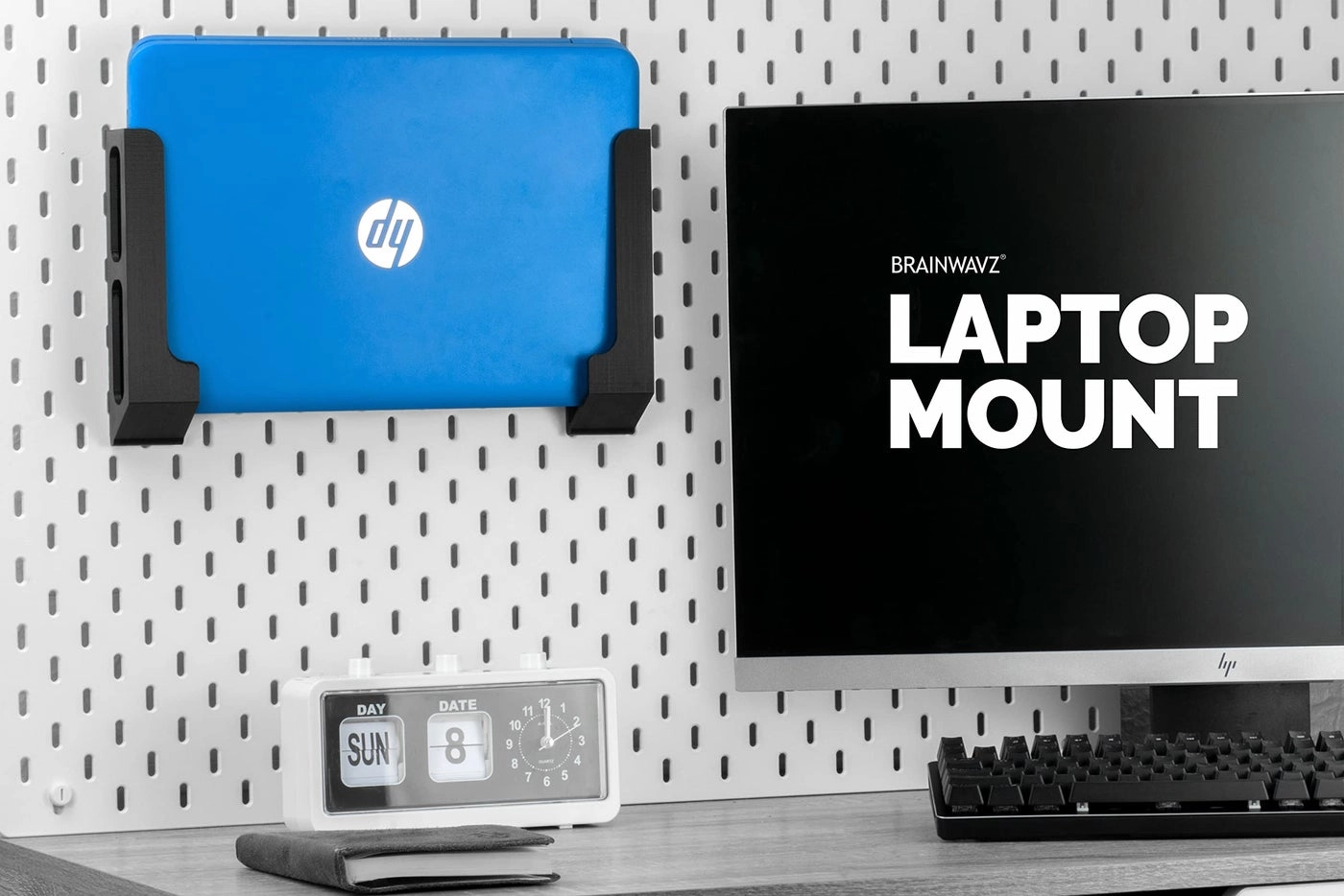 Wall Mount Laptop Holder - 1.2" / 31mm Adhesive Screw Mount