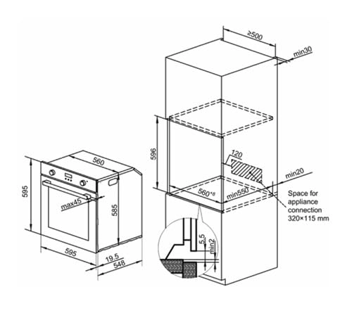 METRO INOX OVE6016020 60cm Built-In Gas Oven