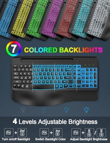 Ergonomic Backlit Computer Keyboard - Wired