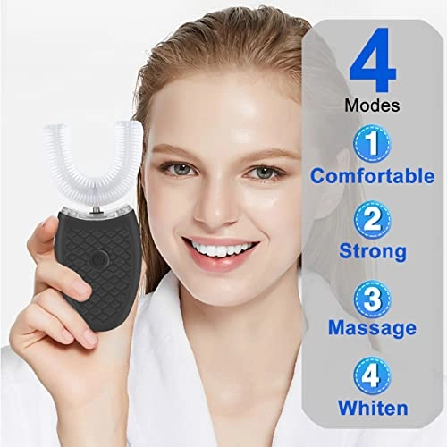 U-Shaped Ultrasonic Toothbrush - 360° Cleaning IPX7 Waterproof Rechargeable