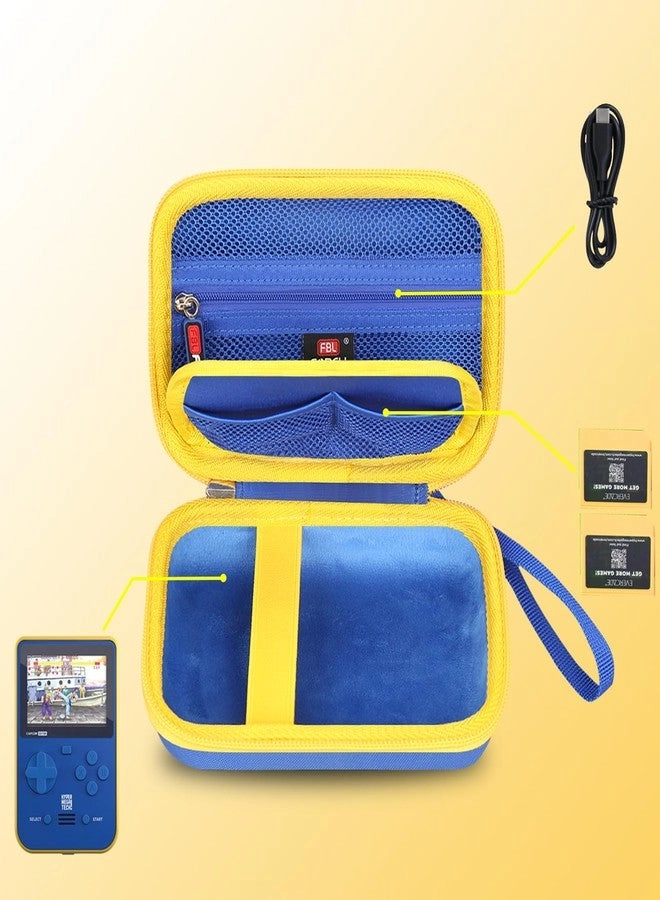 Hard Case - Compatible with Blaze Atari/Technos/Taito/Capcom Super/Neo-Geo/Data East Pocket Arcade Handheld Game Console Mesh Pocket for Evercade Cartridges and Accessories Blue+Yellow