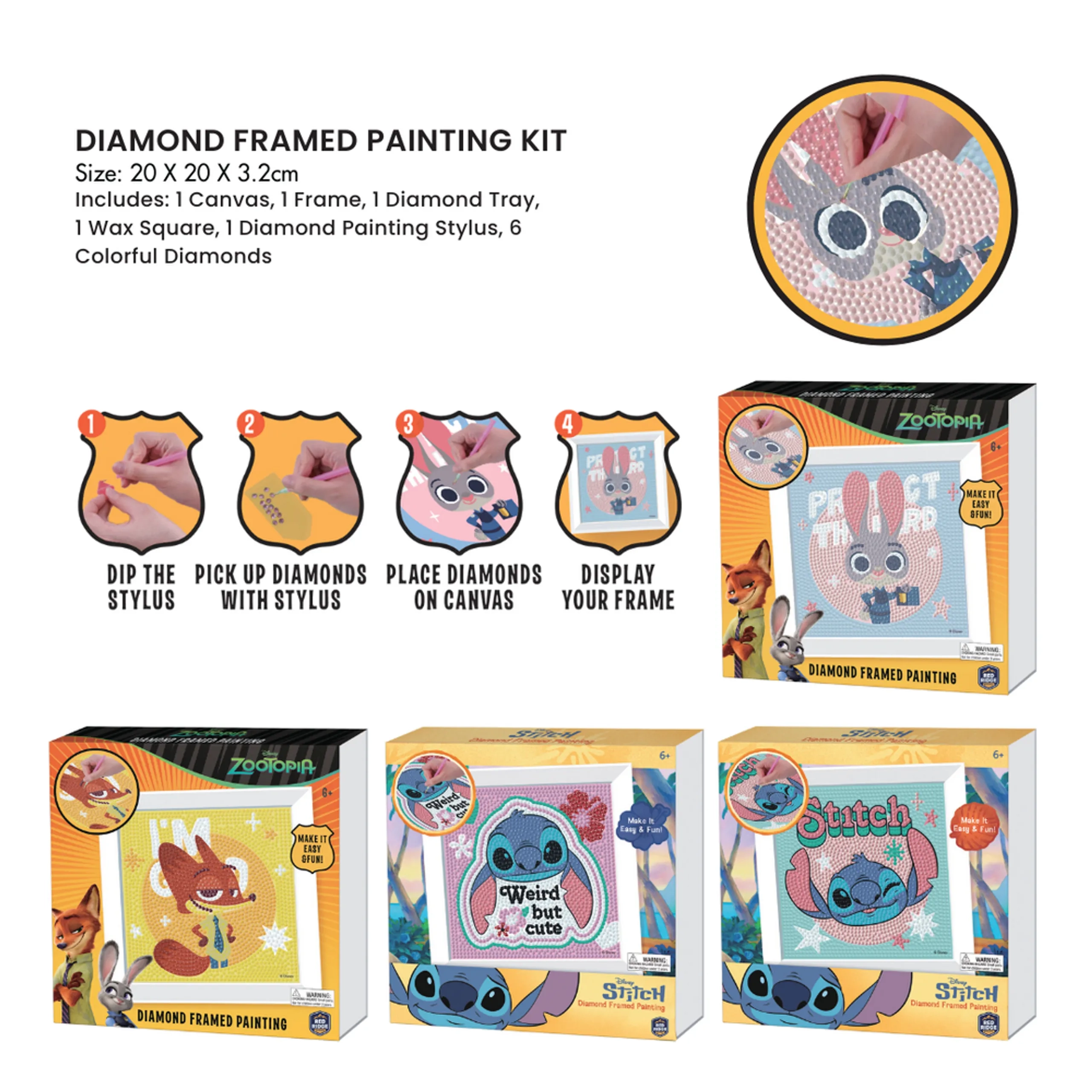 Lilo & Stitch Diamond Framed Painting Kit - Cute Stitch