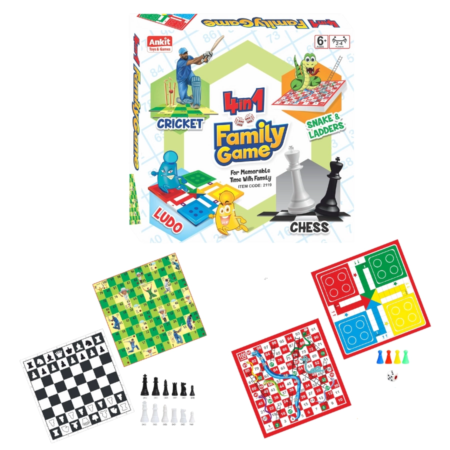 Cricket + Snake & Ladder + Ludo + Chess