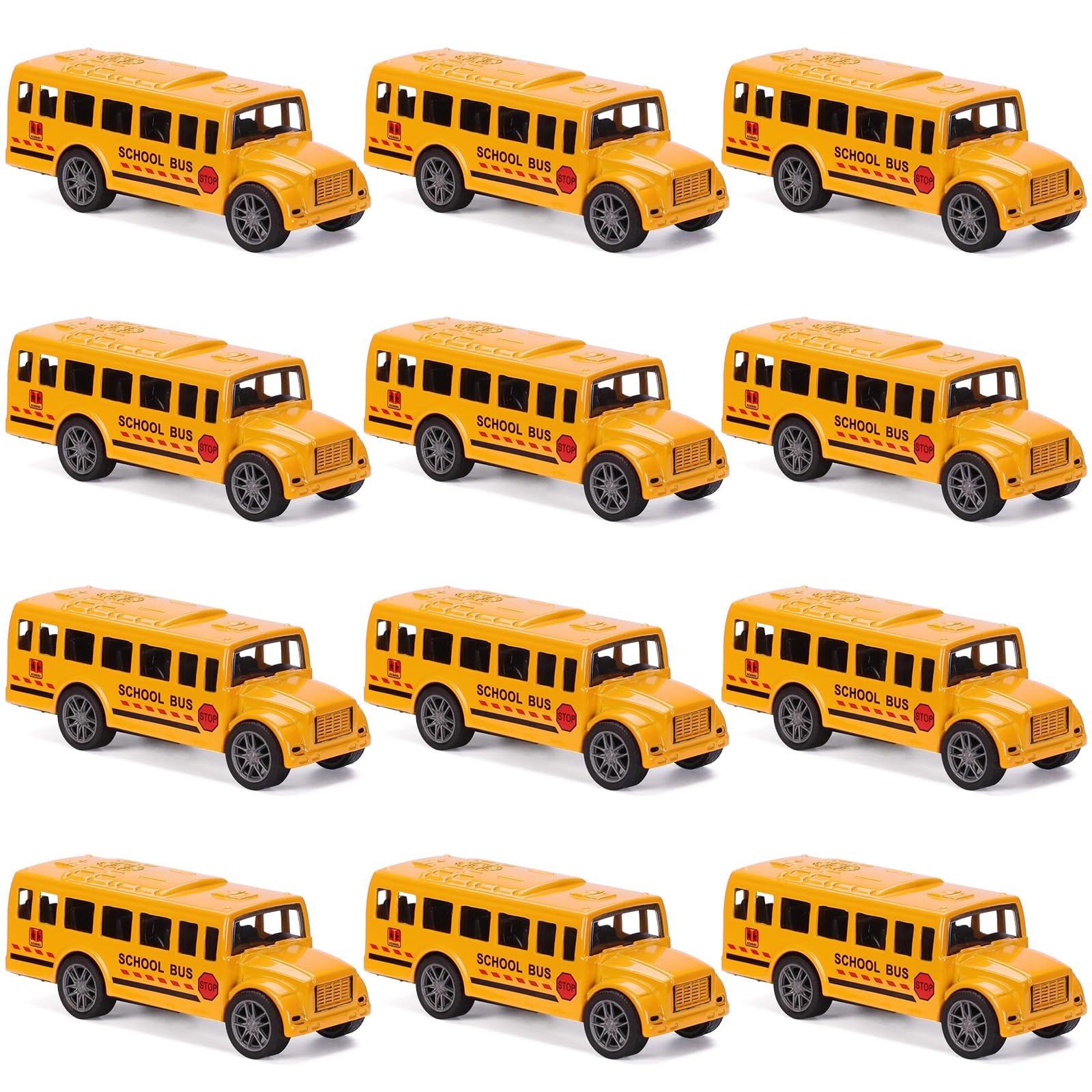 dunriog Pull Back School Bus Toy - 12 Pack