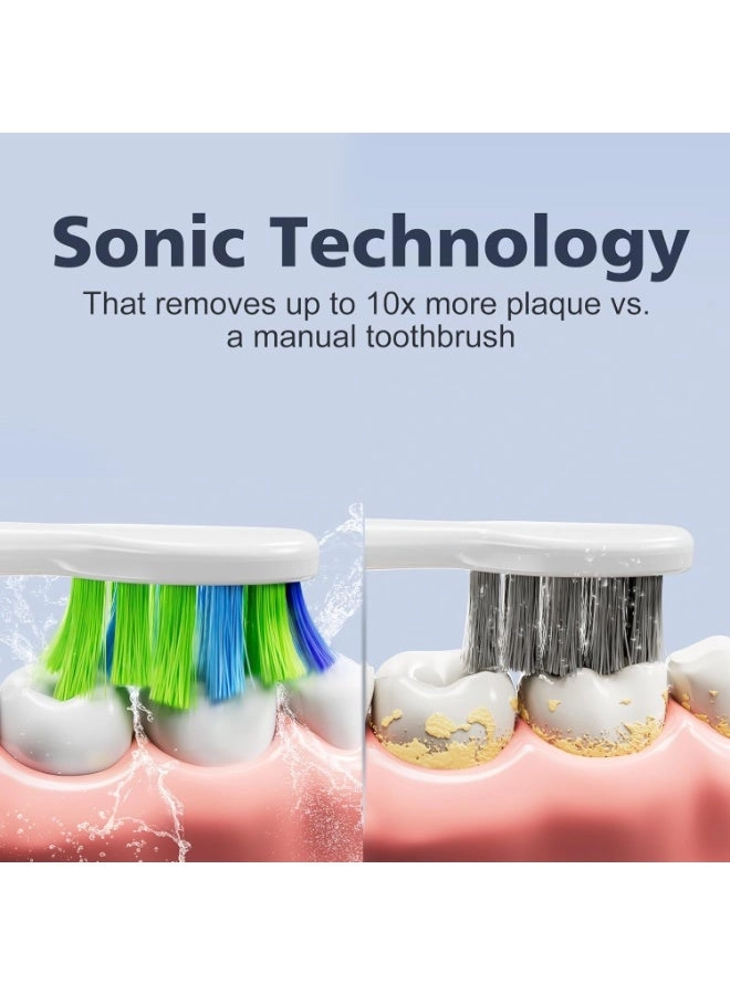 Sonic Electric Toothbrush - 8 Heads 5 Modes Midnight Black