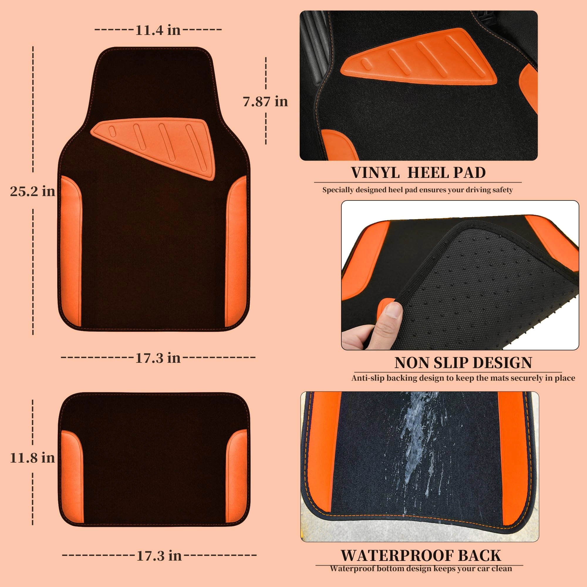 Jelly Waterproof Universal Fit Car Floor Mats - Pink Leather