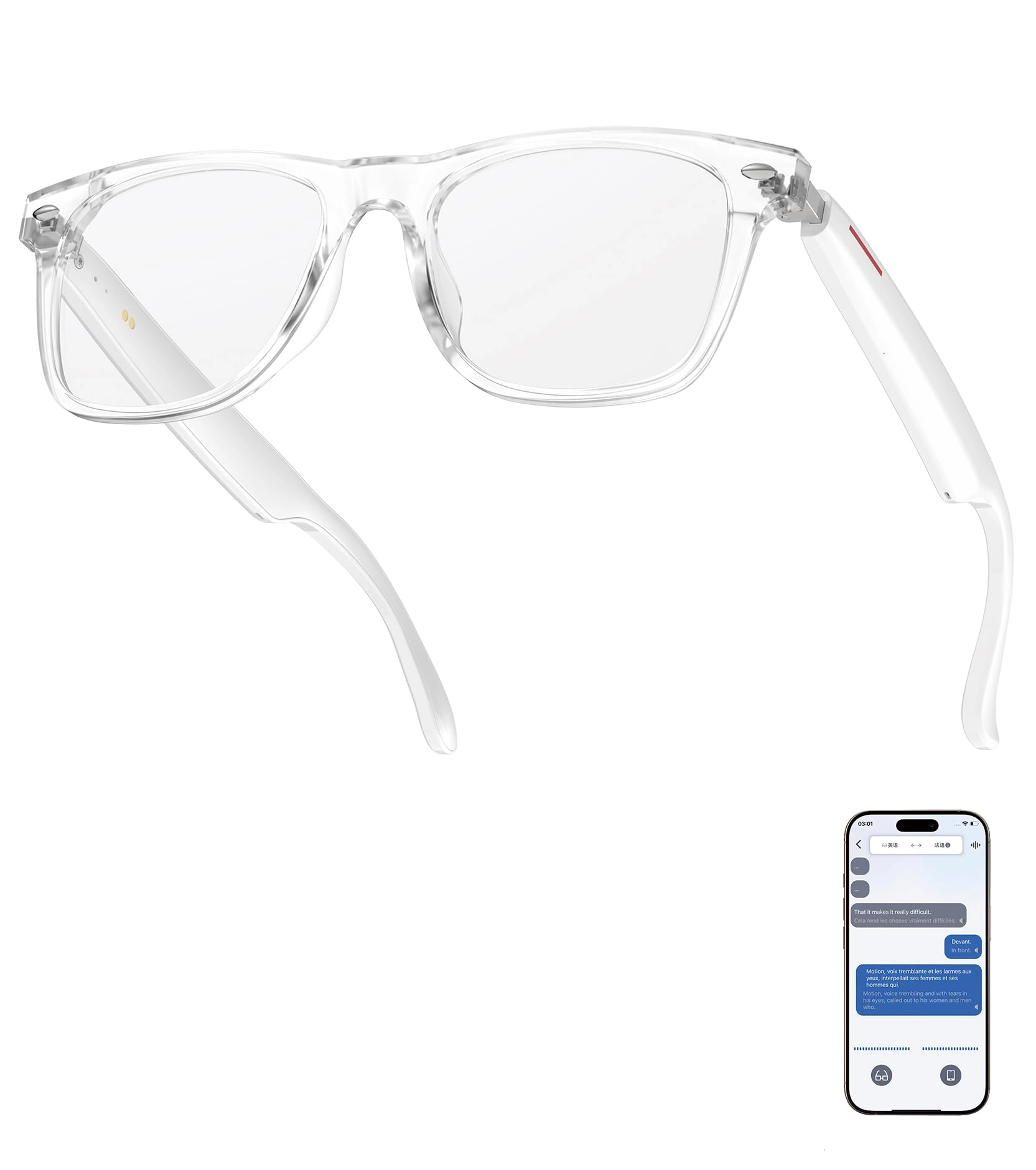 AI Smart Glasses - 116 Languages Bluetooth 5.4 UV400