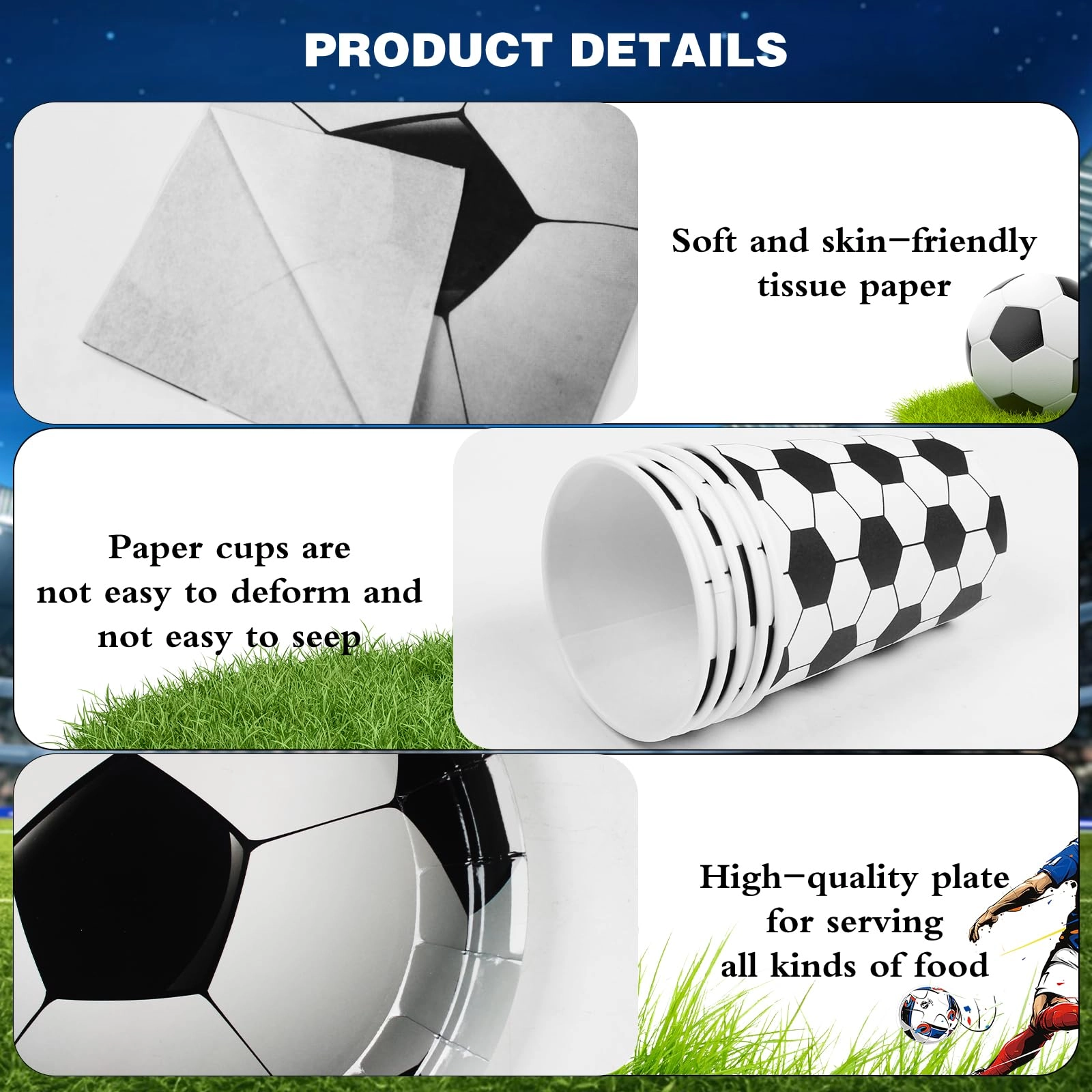 Football Birthday Party Tableware Set - 60 PCS Birthday