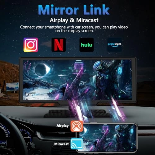 Portable Wireless Carplay Screen with Dashcam - 4K 1080P