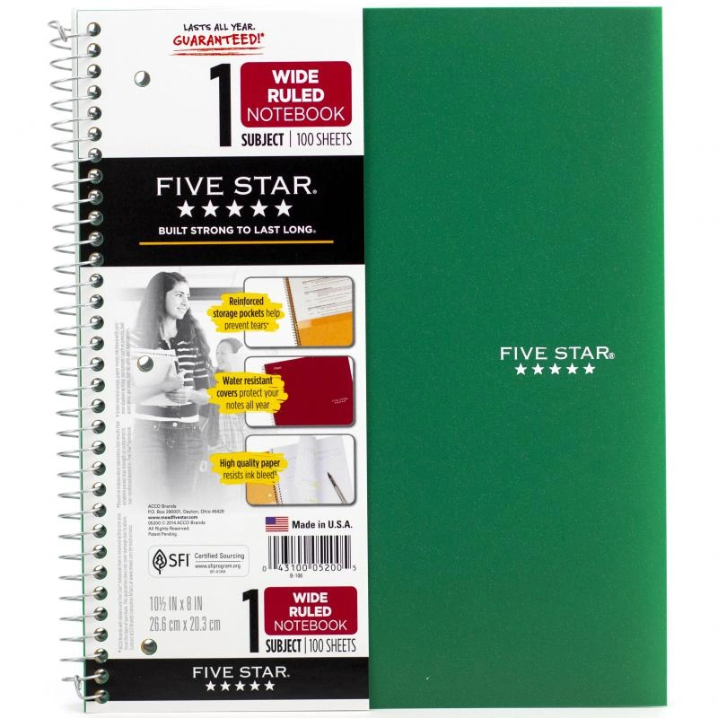 Notebook 8.5 X 11 Spiral - Grid 100 Sheets