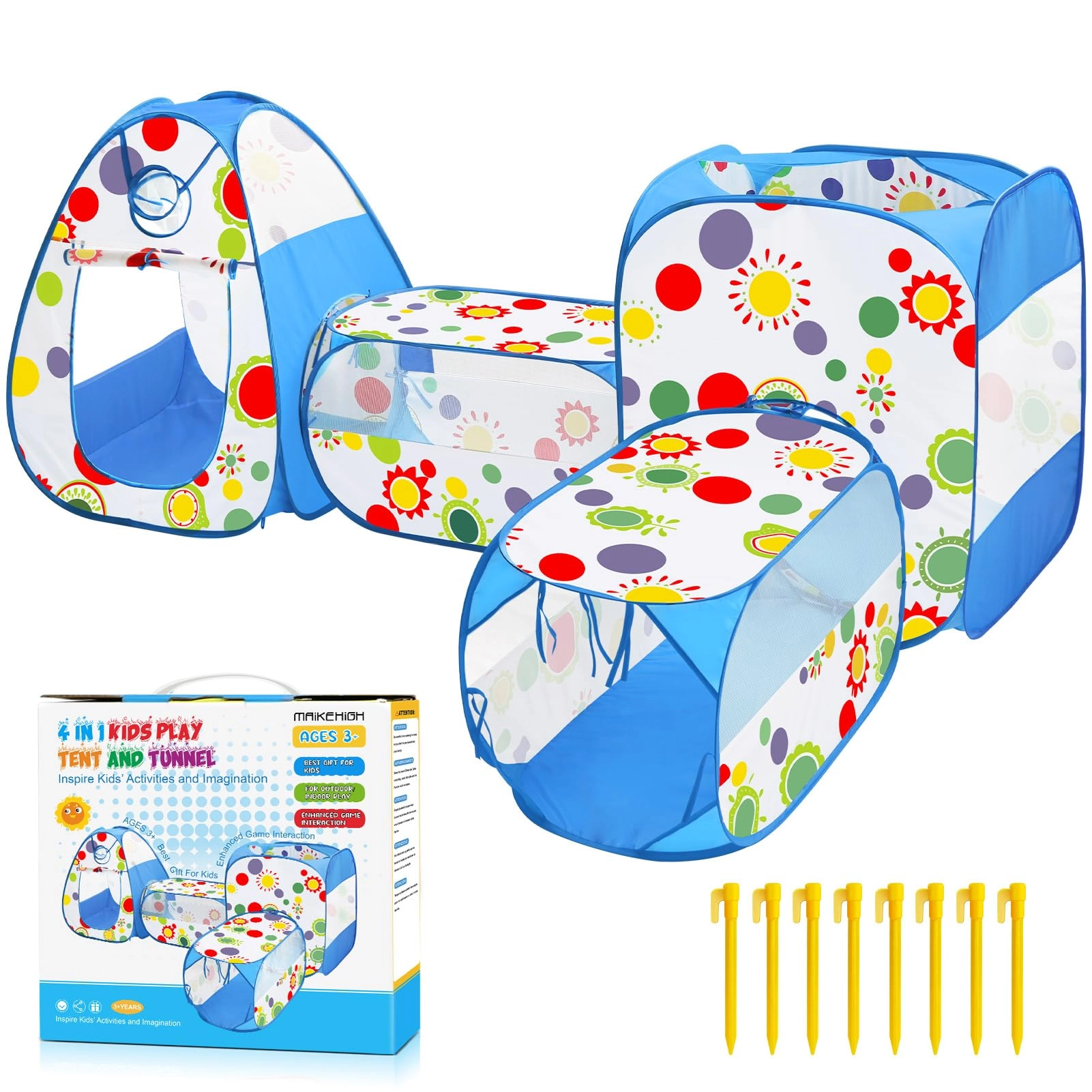 maikehigh Play Tent - 2 tunnels 2 tents