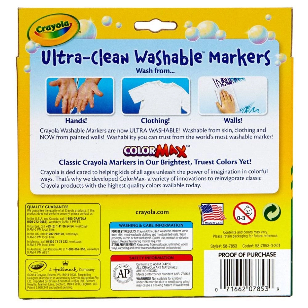 Color Max Broad Line Ultra-Clean Classic Washable Markers - 10 Pcs Multicolor