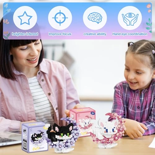 Cat mini building blocks - little black cat little white cat 2pcs