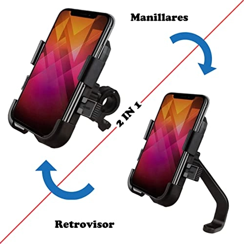 Mobile Phone Holder - 2 IN 1 Handlebar and Rearview 360º rotation