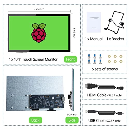 Raspberry Pi Touchscreen Monitor - HCIK101V.CC 10.1 Inches 1024x600