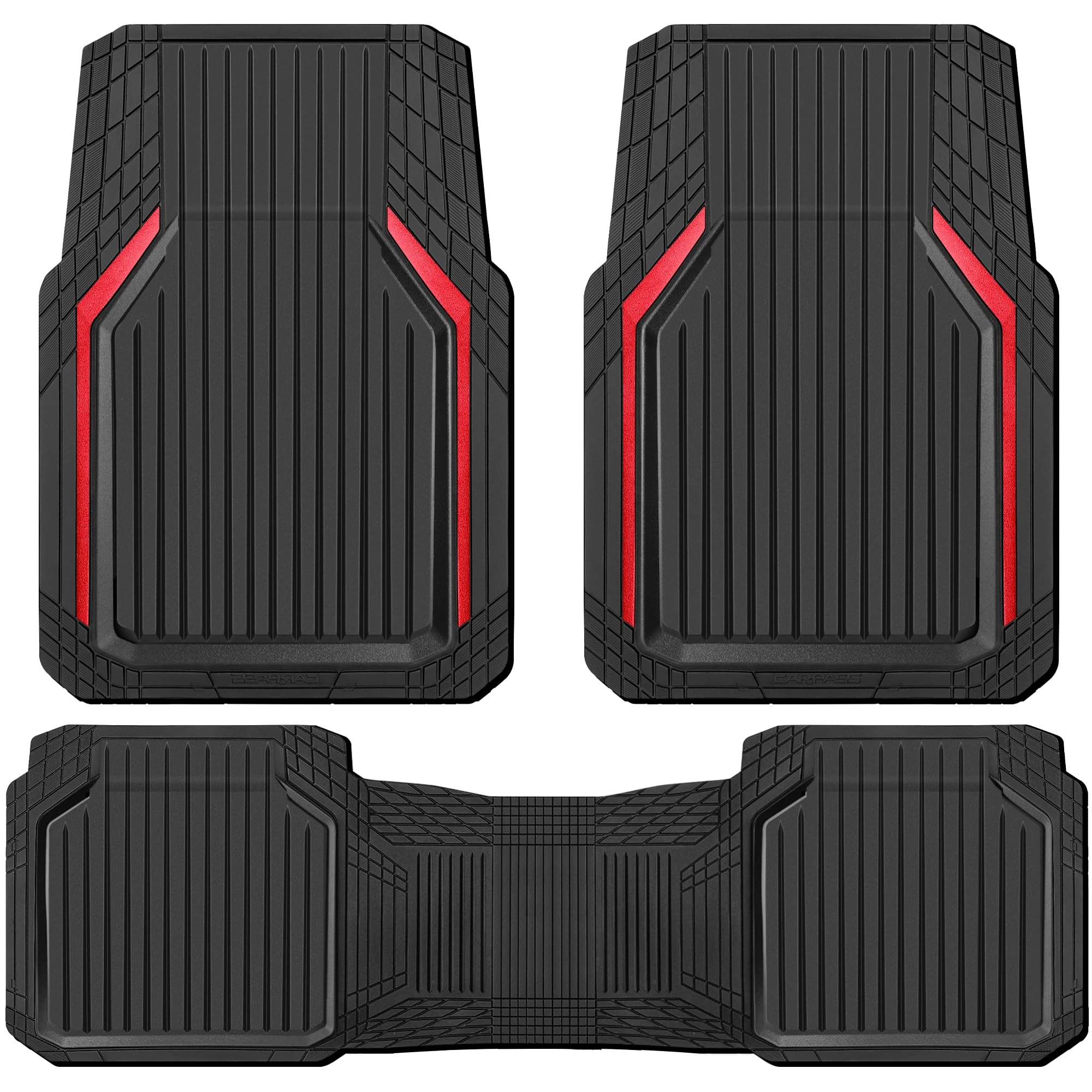 Heavy Duty Rubber Floor Mats - Universal Fit 3pcs Black Purple