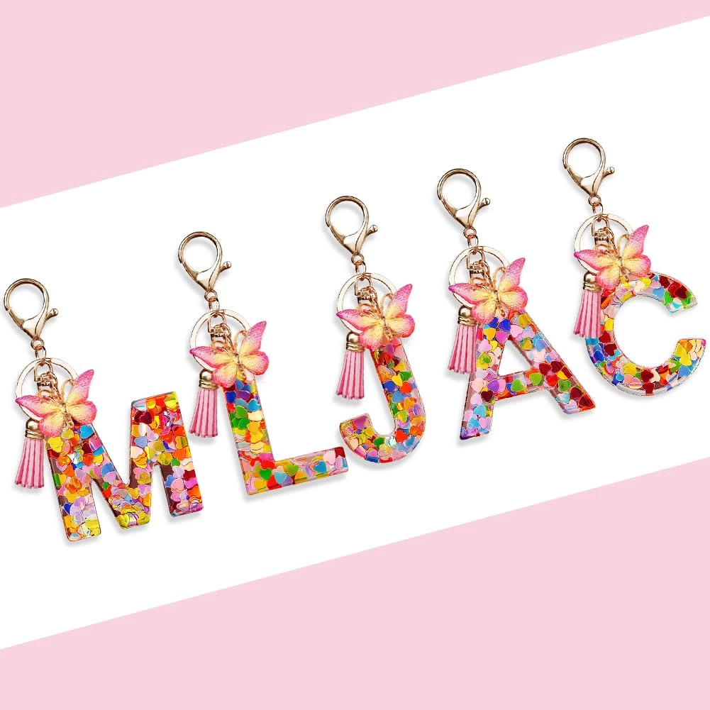 Initial Letter Keychain - Butterfly