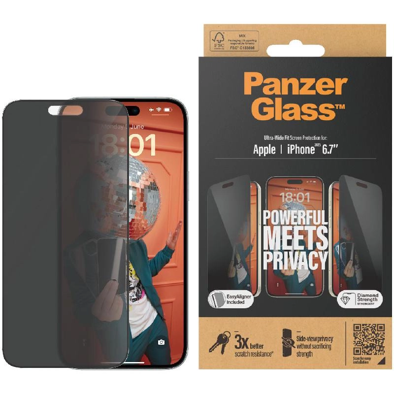 Ultra Wide Fit Clear Tempered Glass Screen Protector for iPhone 16 Plus