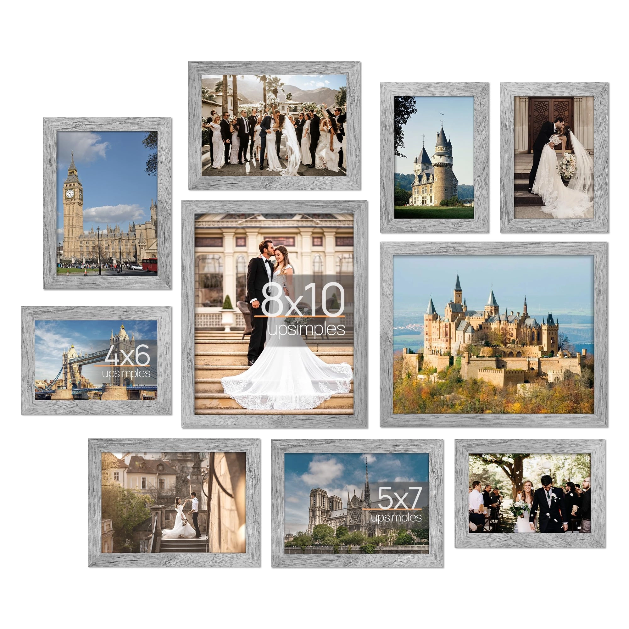 10 Pack Picture Frames - 8x10, 5x7, 4x6