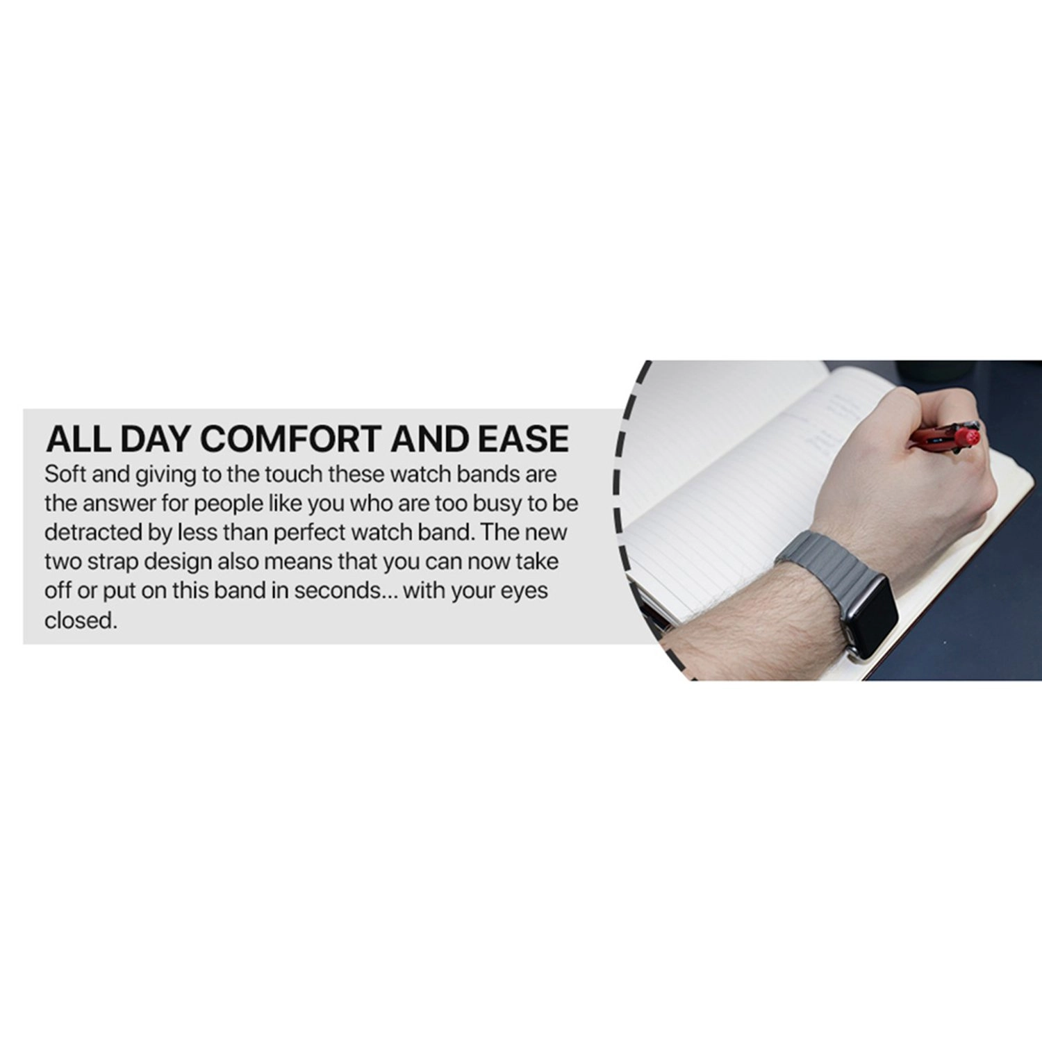 Leather Magnetic Link Watch Band for Apple Watch - 44/45mm