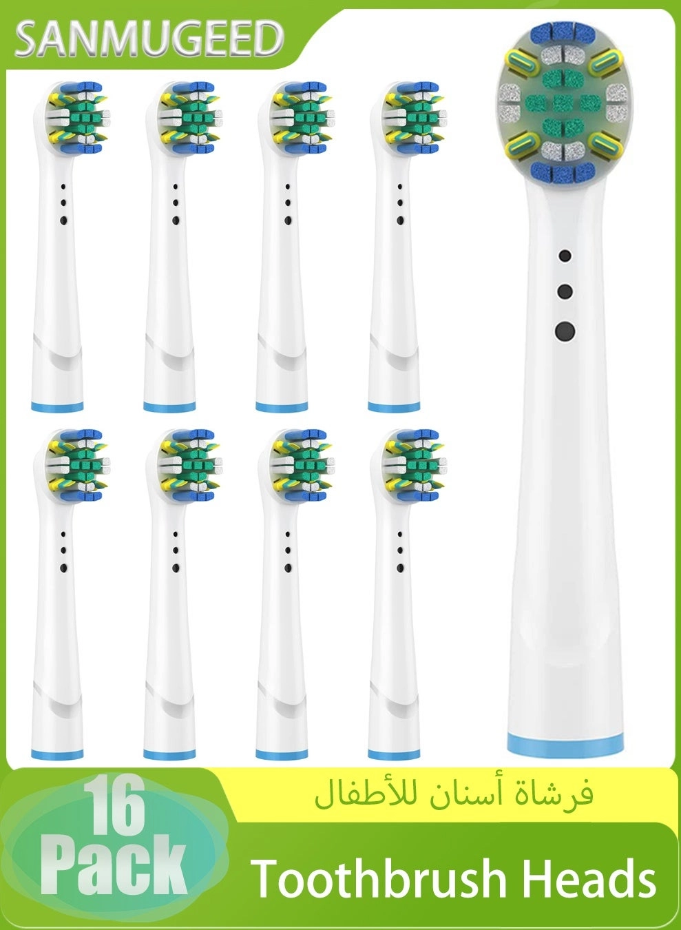 SANMUGEED Floss Clean Electric Toothbrush Replacement Brush Head - 8 Count Floss-Like Micropulse Bristles