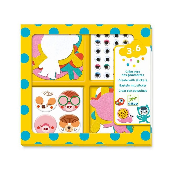 DJECO I Love Animals Sticker Book Puffy 7 pcs