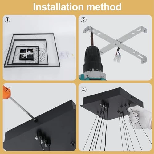 Modern LED 3-Square Chandelier - 3000K-6000K Dimmable