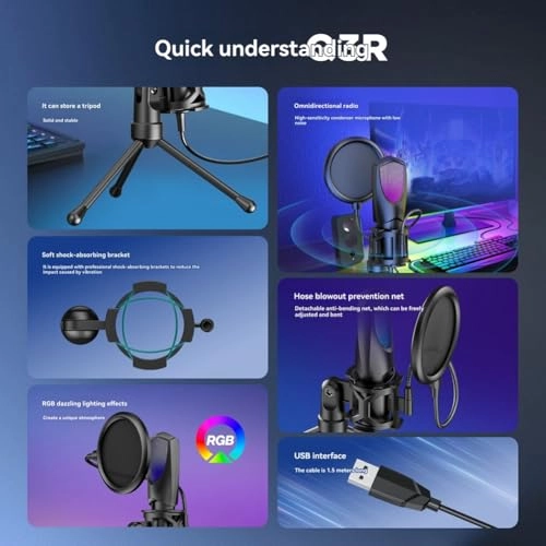 Desktop Condenser USB Microphone RGB