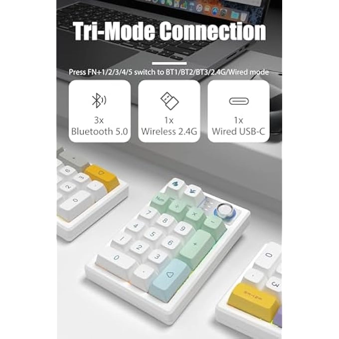 Mechanical Numpad - Programmable Wireless 2.4G Bluetooth 5.0 Wired USB-C