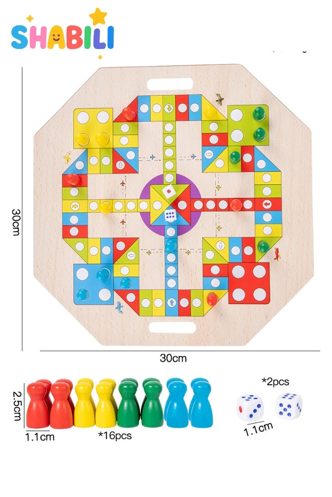 2-in-1 Board Game Set - Ludo Cribbage-style Marble Scoring