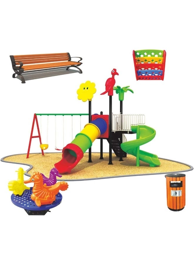 Multi Purpose Kids Outdoor Playing Equipments - 770x320x280cm 2+ Years
