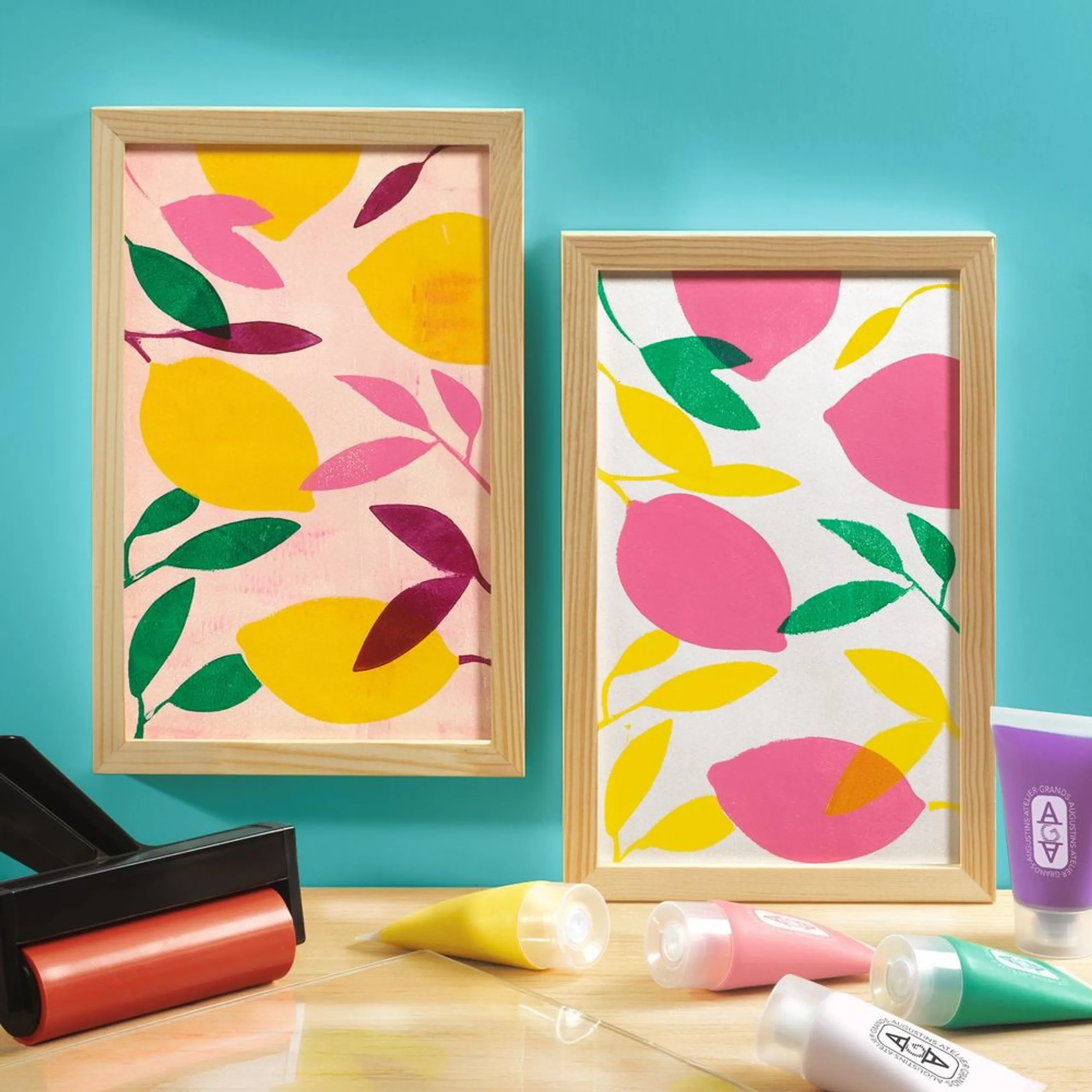 Atelier 46 - silicone gel plate brayer roller paints stencils