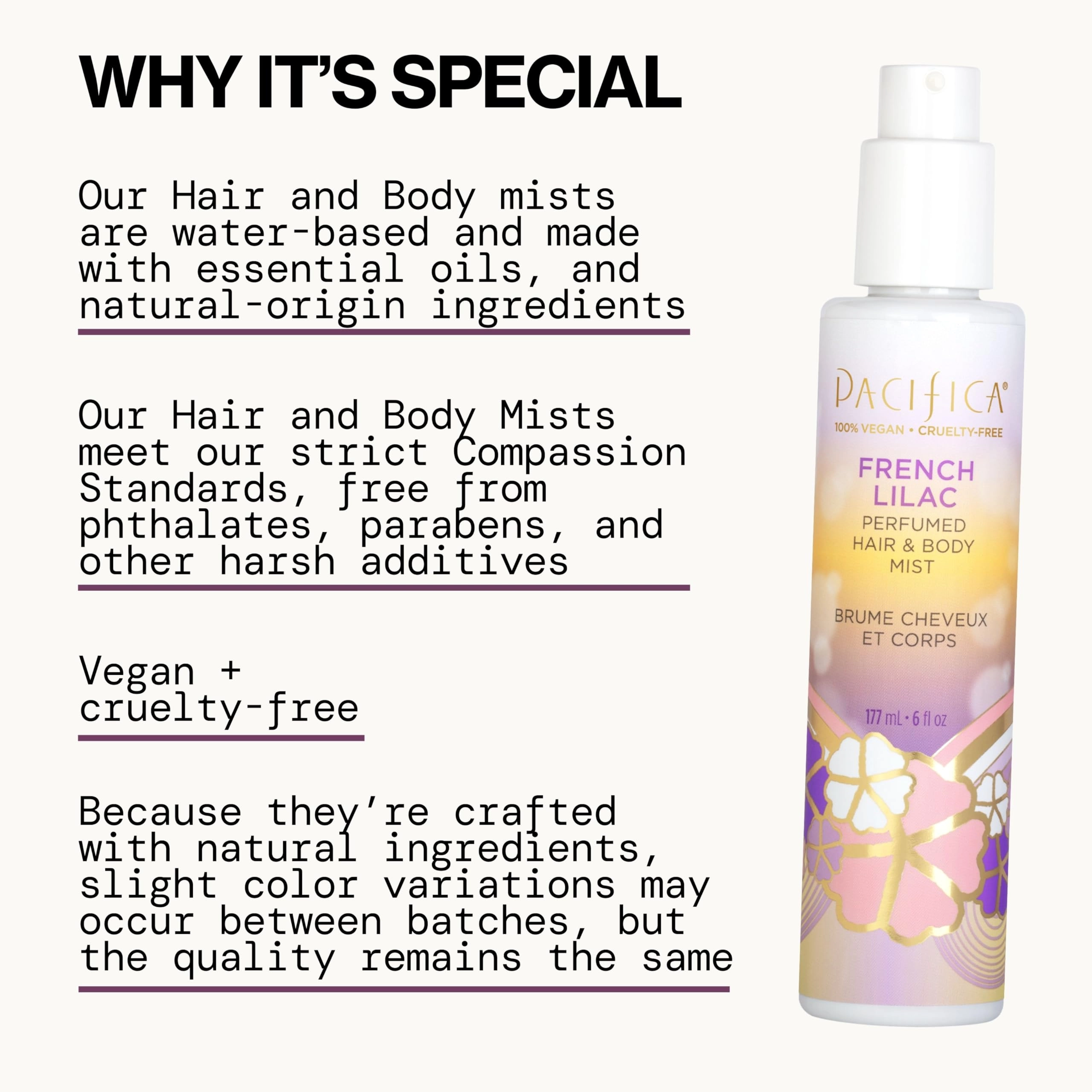 Perfumed Hair & Body Mist - 177 Milliliters French Lilac