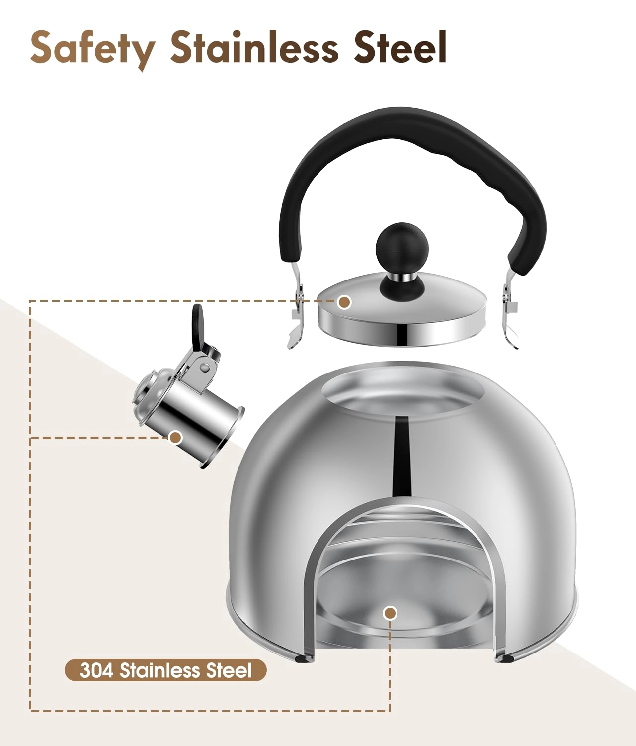 Tea Kettle - Stainless Steel, Bakelite 2 Quarts