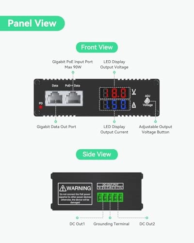 PoE++ Splitter - 2 90W IEEE802.3af/at/bt 10/100/1000Mbps