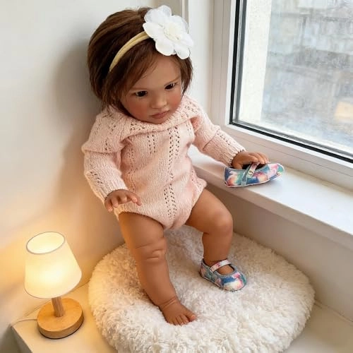 Pippa Reborn Baby Doll - 26 inch Cotton Vinyl Hand-rooted Curly Hair Ages 3+